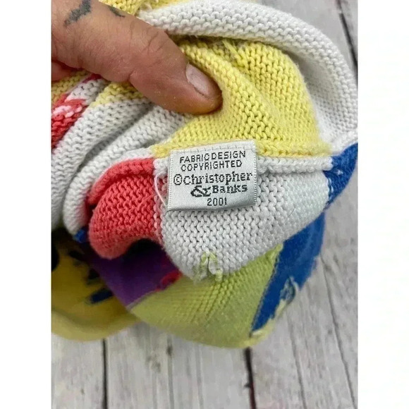 VTG Funky Block Pattern Sweater Top MEDIUM Casual Christopher & Banks Women's - Picture 5 of 8